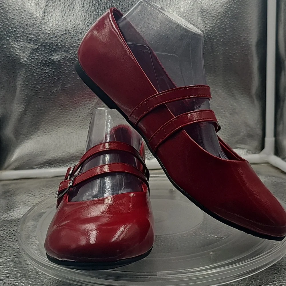 J No Boundaries Red Patent Mary Jane Flats Sz 9.5 Stylish And Comfortable - Picture 1 of 9